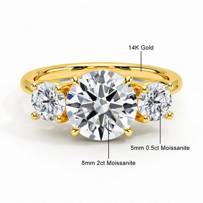 KS-Jewels™ Bague de Promesse 3 Pierres Moissanite