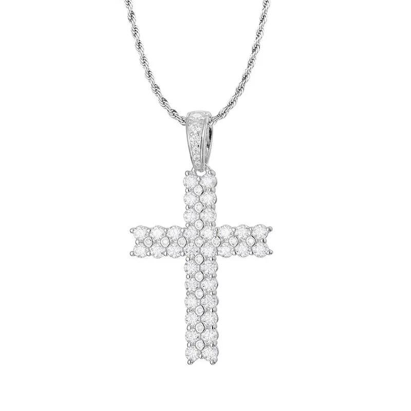 KS-Jewels™ Collier Pendentif Croix Moissanite D VVS1, Diamant Synthétique