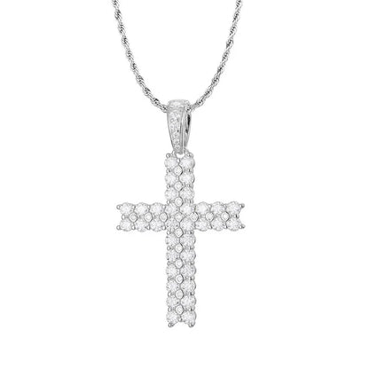 KS-Jewels™ Collier Pendentif Croix Moissanite D VVS1, Diamant Synthétique