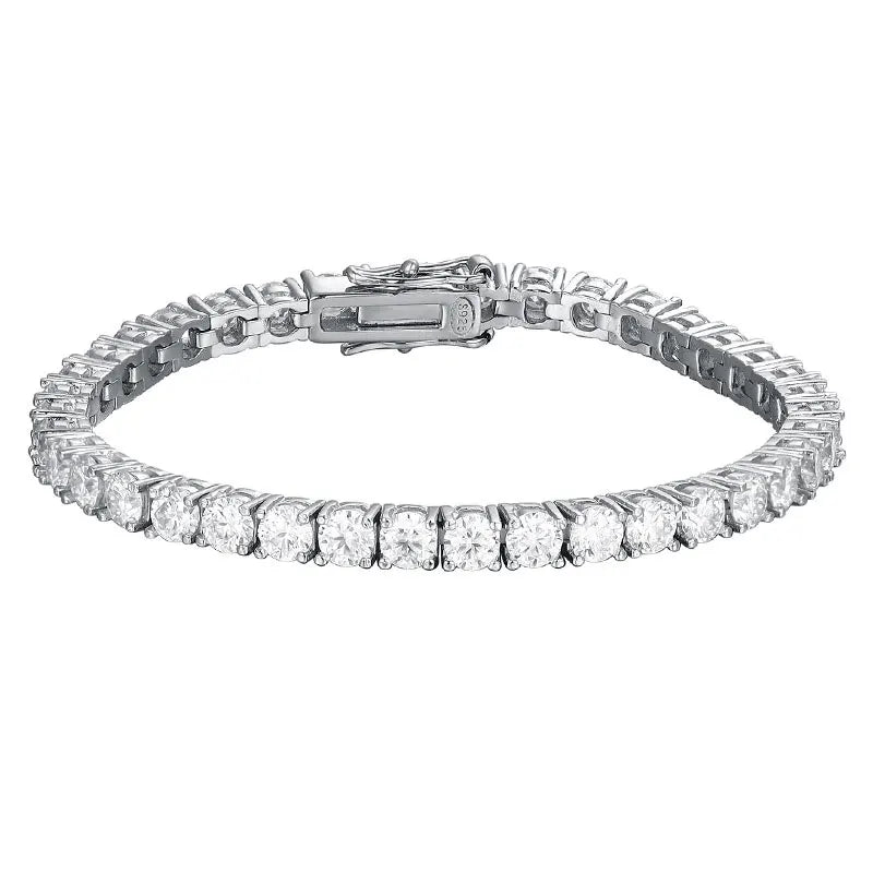 KS-Jewels™ Bracelet Tennis en Moissanite 2mm - Argent Sterling 925 Plaqué Or Blanc | Bijou Étincelant pour Femme & Homme