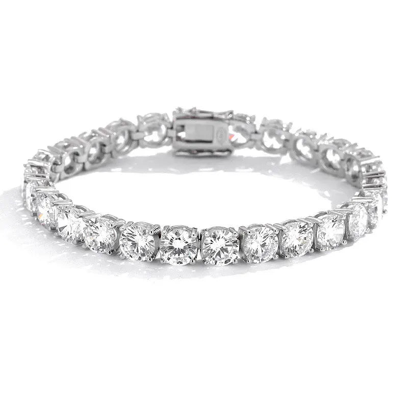 KS-Jewels™ Bracelet Tennis en Moissanite 2mm - Argent Sterling 925 Plaqué Or Blanc | Bijou Étincelant pour Femme & Homme