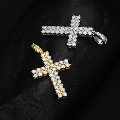 KS-Jewels™ Collier Pendentif Croix Moissanite D VVS1, Diamant Synthétique