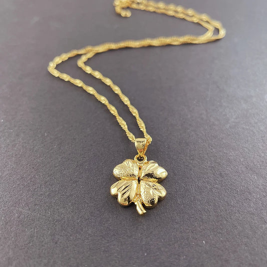 KS-Jewels™ Collier Lucky Clover Pendentif Or 24K Pour Femme Charme Bijoux Cadeau De Fête De Mariage