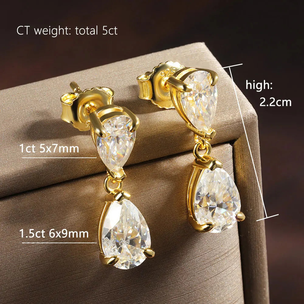 KS-Jewels™ Boucles d’Oreilles Goutte en Moissanite D VVS1