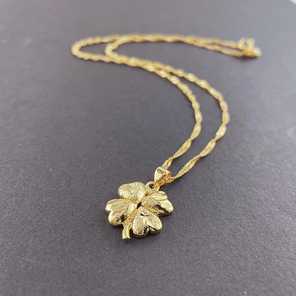 KS-Jewels™ Collier Lucky Clover Pendentif Or 24K Pour Femme Charme Bijoux Cadeau De Fête De Mariage