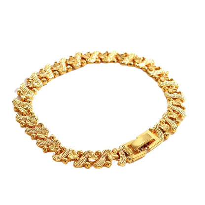 KS-Jewels™ Bracelet de chaîne de montre pour femmes épaisseur de cœur style de mode chaîne de poignet en or pur 24K