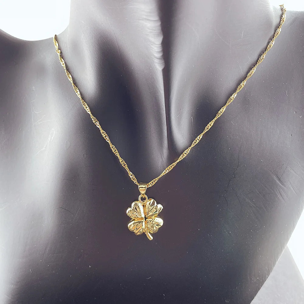 KS-Jewels™ Collier Lucky Clover Pendentif Or 24K Pour Femme Charme Bijoux Cadeau De Fête De Mariage