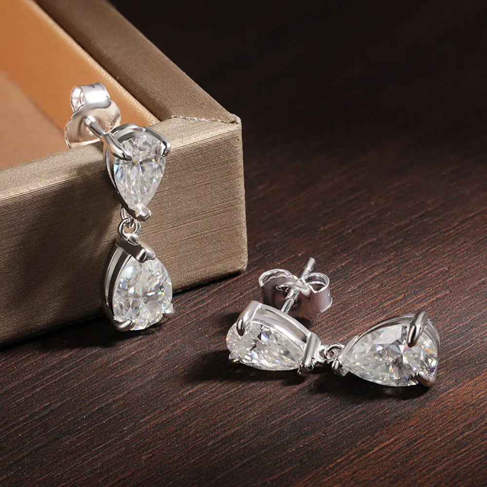 KS-Jewels™ Boucles d’Oreilles Goutte en Moissanite D VVS1